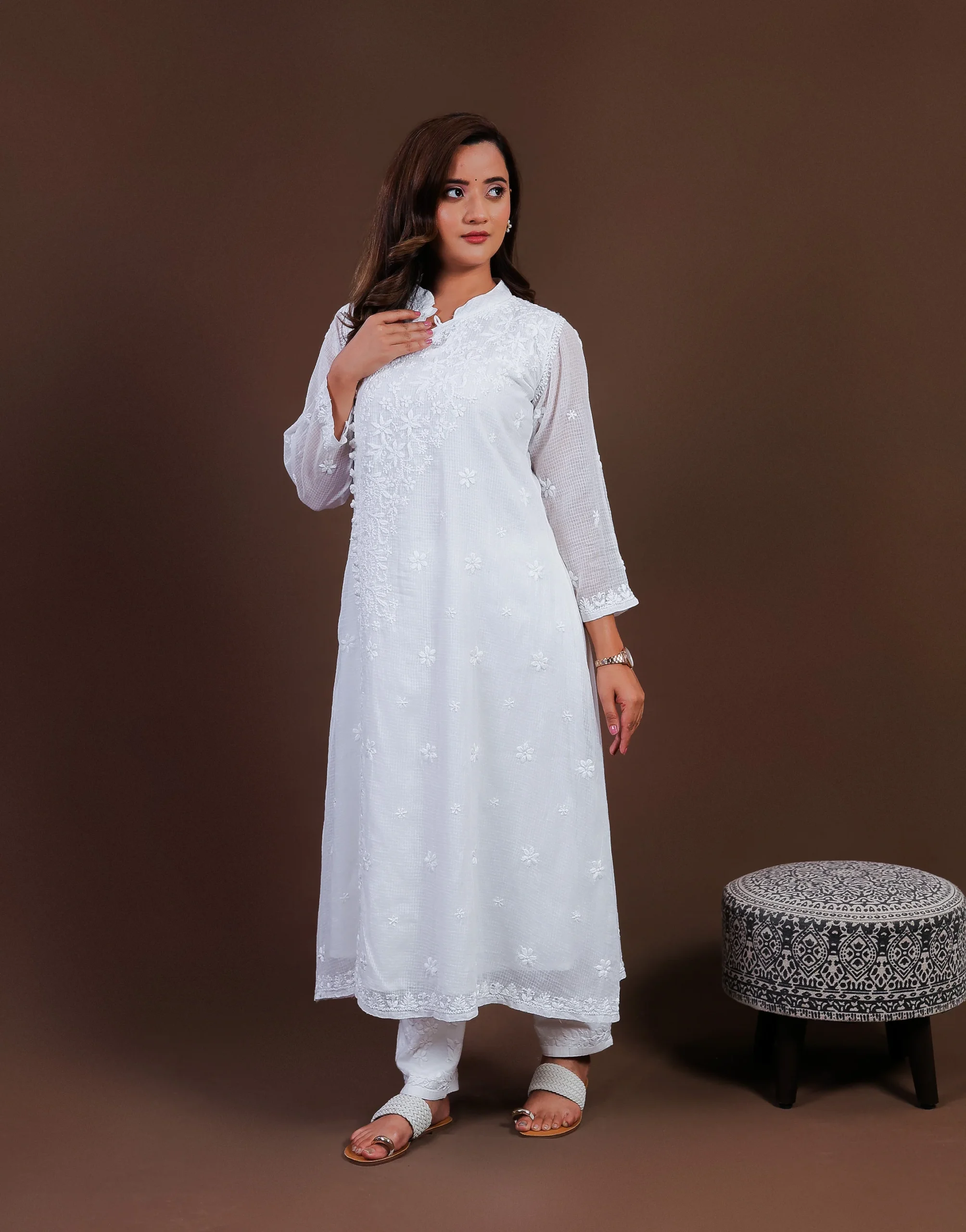 Designer Ethnic Hand-Blocked Long Kurti